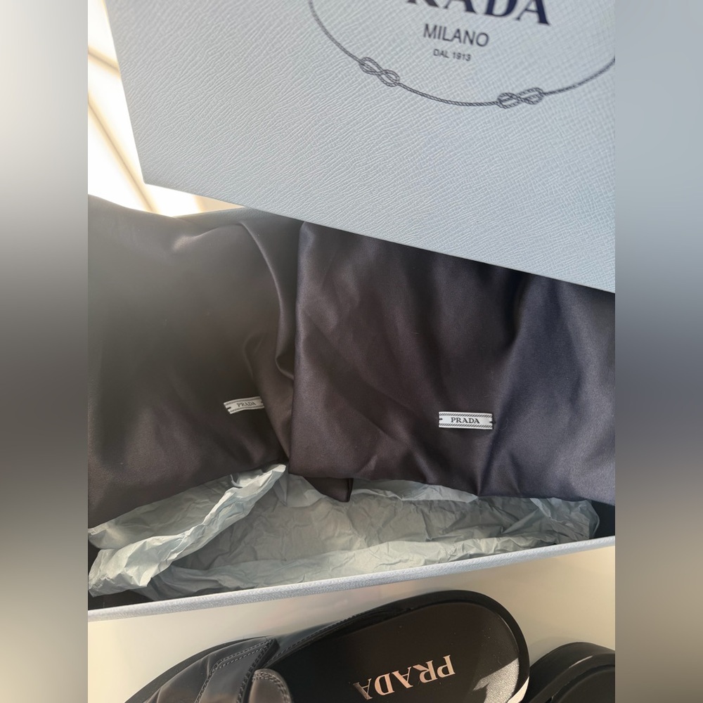 Prada calzature donna spazzolato black slide in loafers - Picture 3 of 7